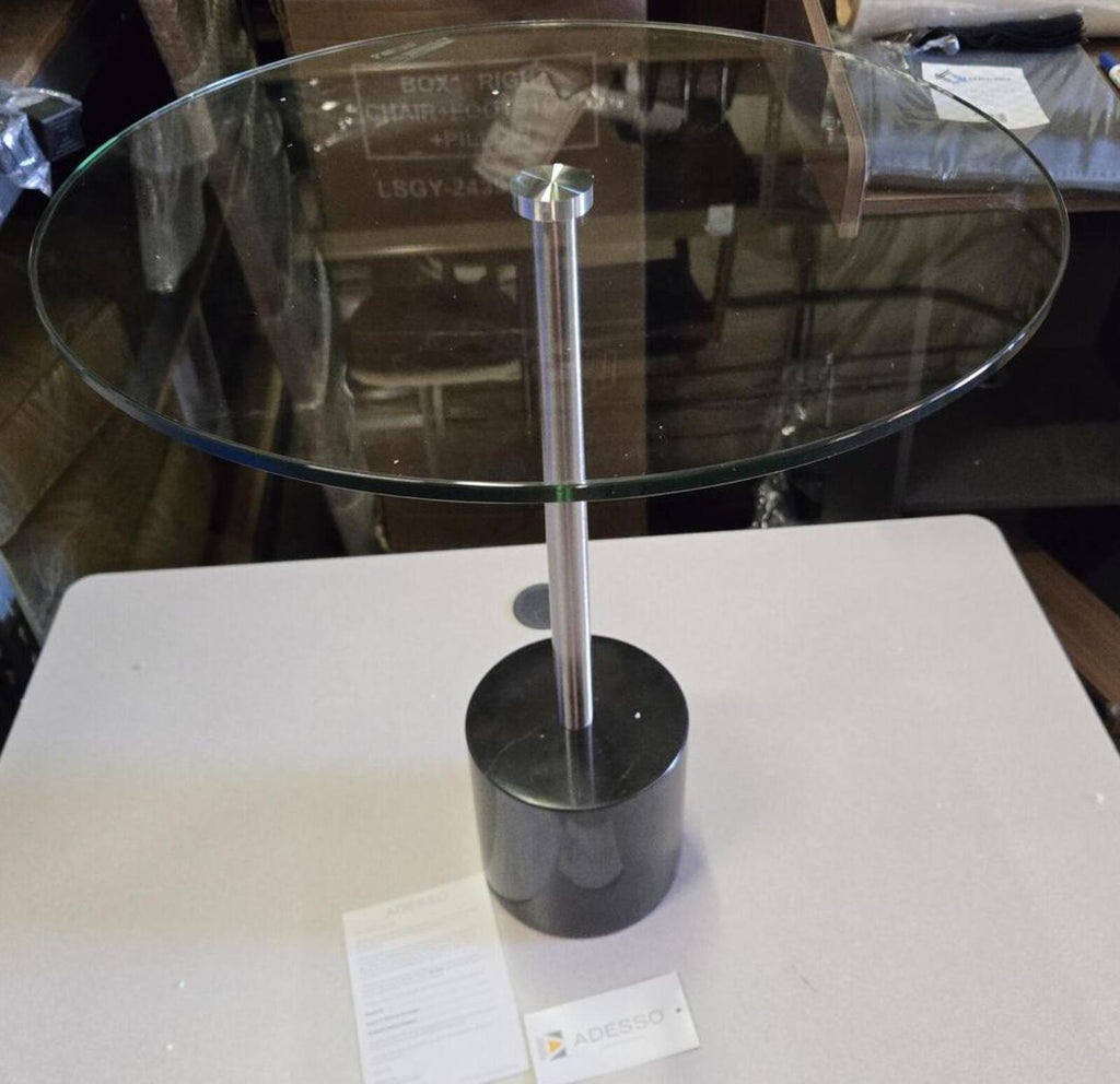Adesso Blythe End Table, Steel/Black Marble - PDX Furnish