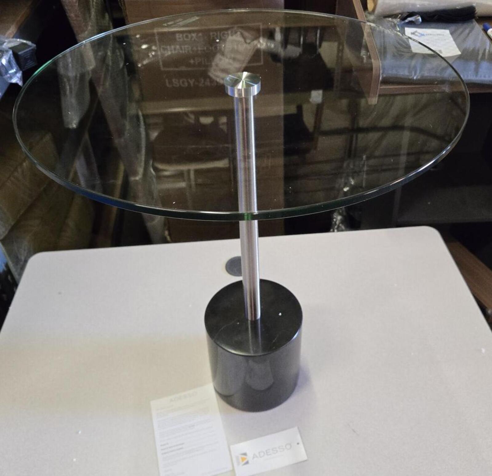 Adesso Blythe End Table, Steel/Black Marble - PDX Furnish