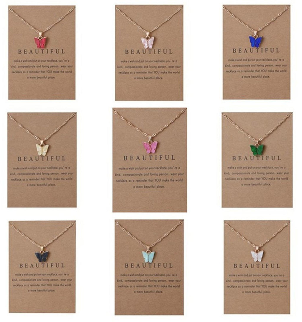 Women's Boardcard Butterfly Gold-Plated Necklaces, $10 for 3!