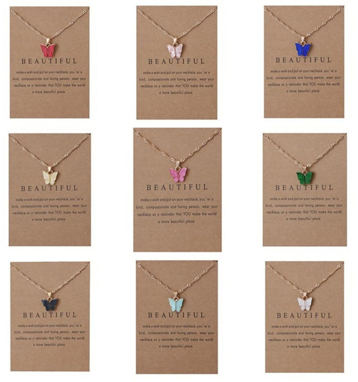 Women's Boardcard Butterfly Gold-Plated Necklaces, $10 for 3!