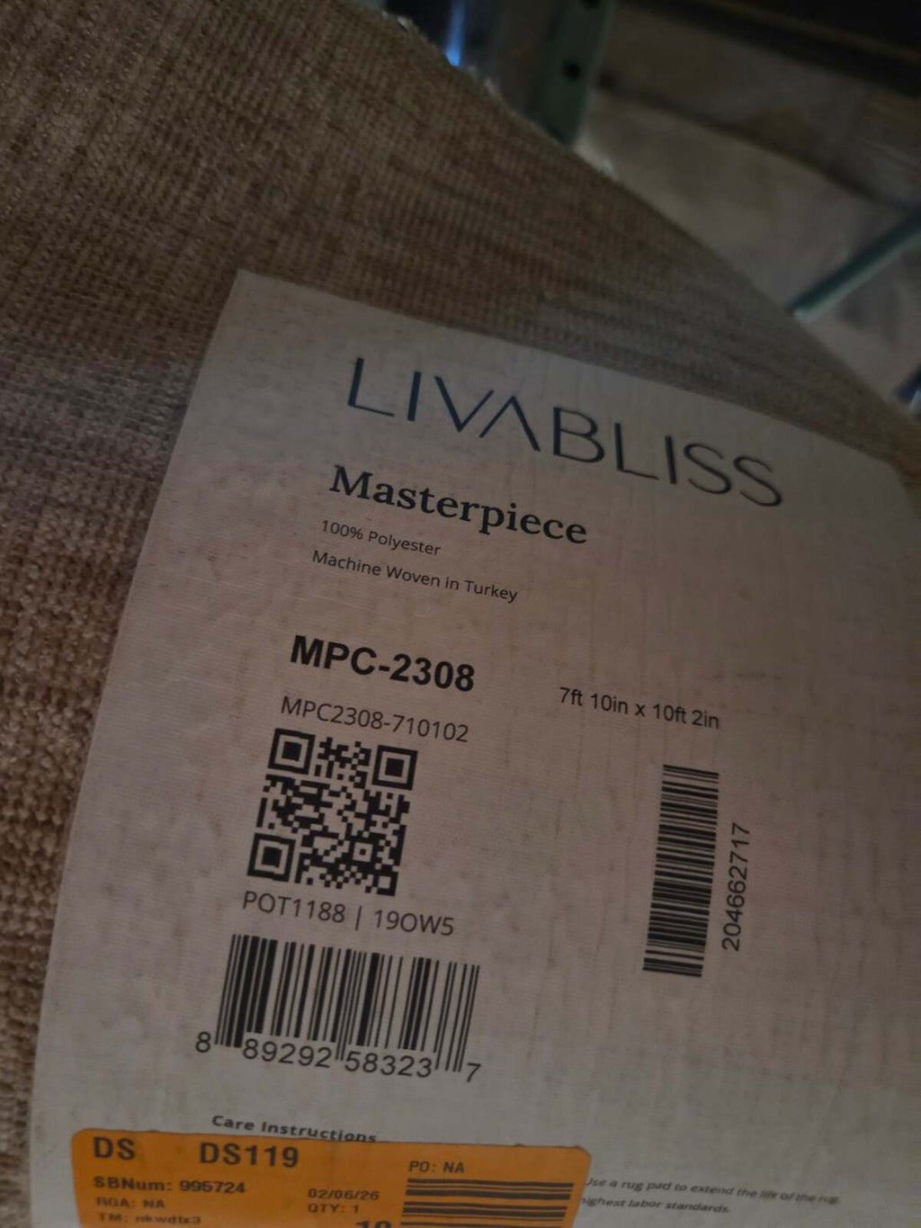 Livabliss Masterpiece MPC2308 Light Grey Taupe Area Rug, 8 x 10