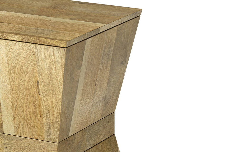 Simpli Home Westfield 14" Solid Mango Wood Geometric Accent Side Table – NEW