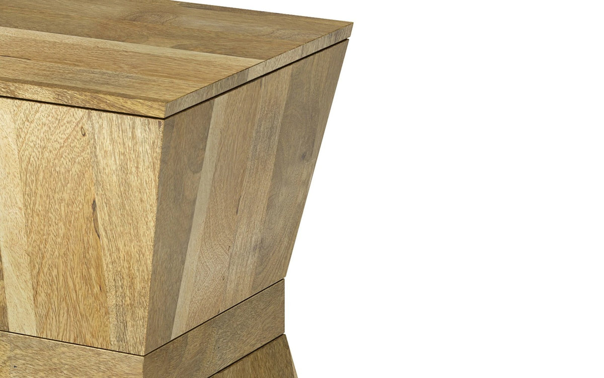 Simpli Home Westfield 14" Solid Mango Wood Geometric Accent Side Table – NEW