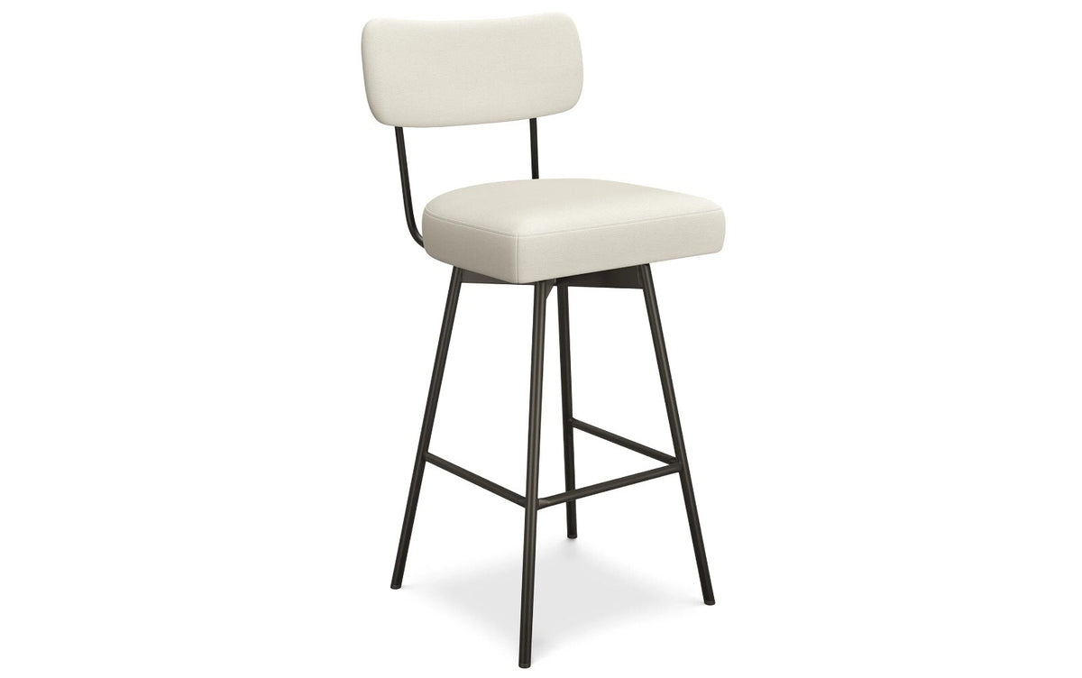 Simpli Home Giselle 29" Swivel Bar Stool Set of 2 – Light Grey/Black (NEW)