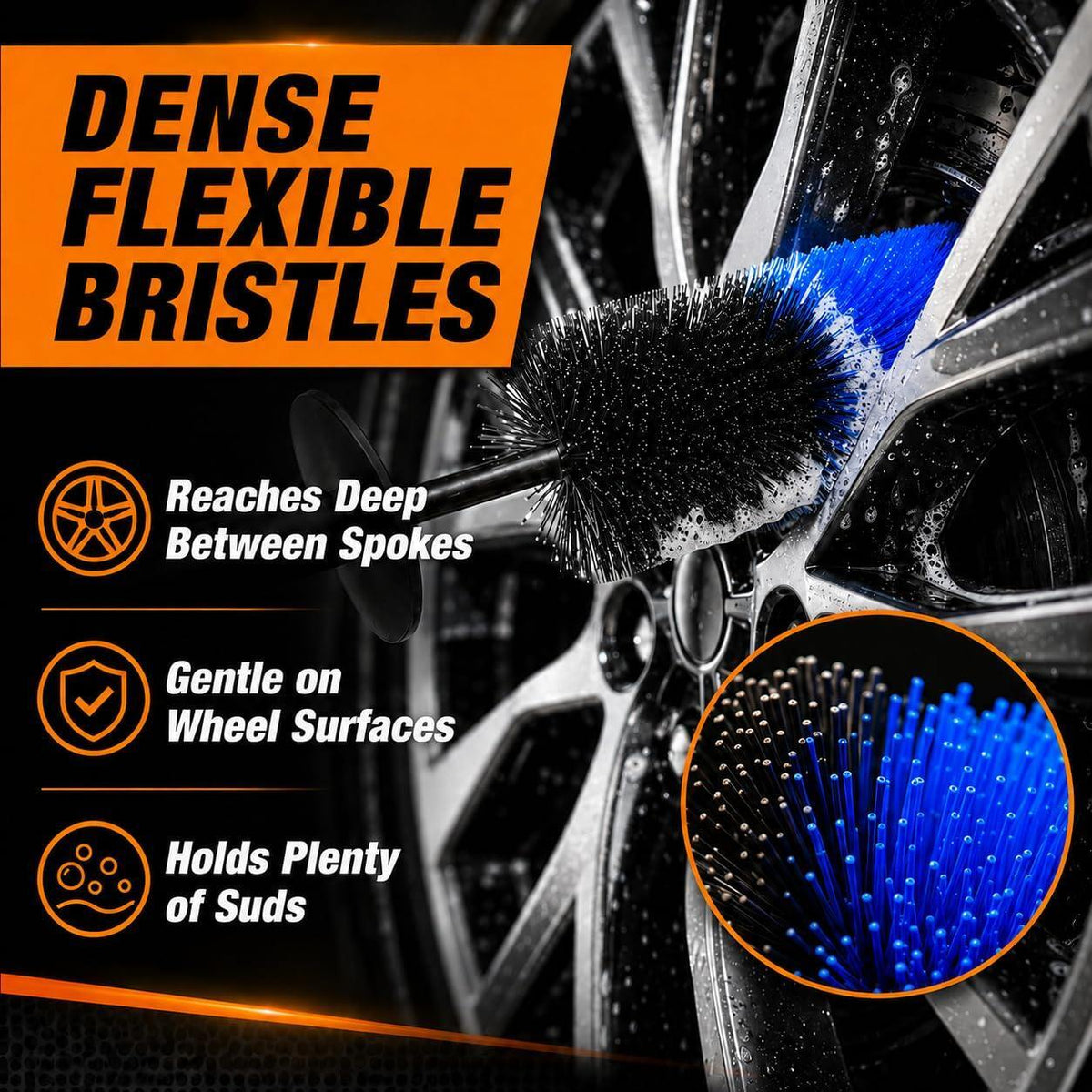 Kirovalis Wheel & Tire Brush, 18“ Soft Bristle