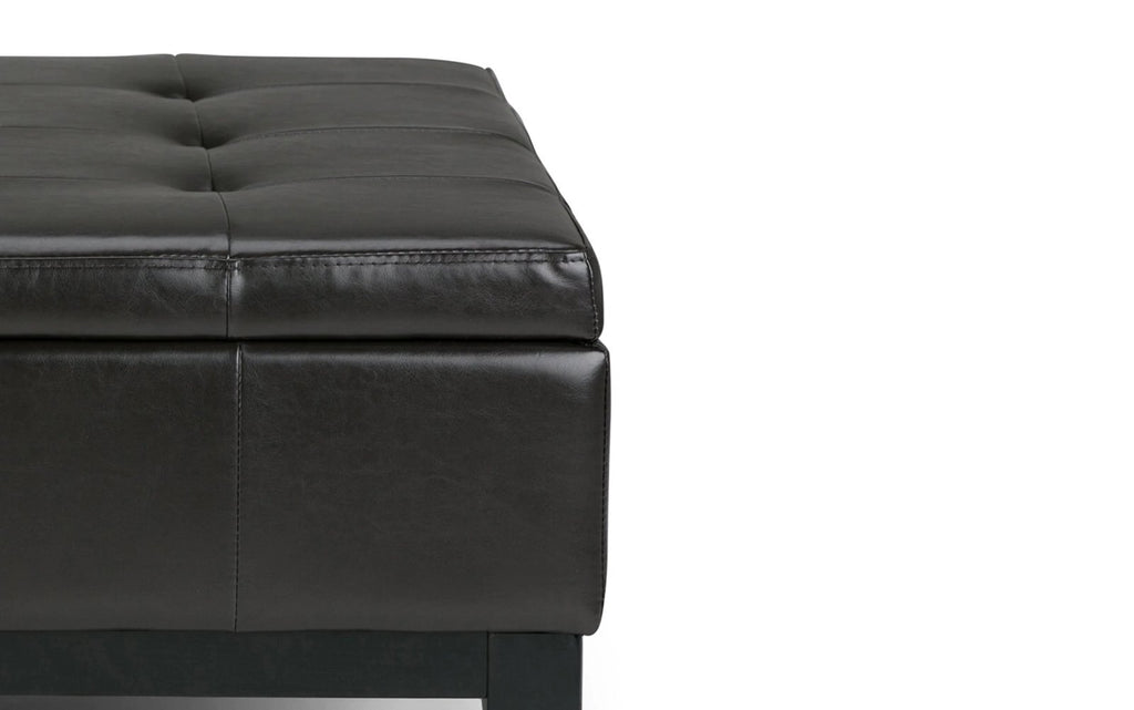 Simpli Home Dover 36" Square Split-Top Storage Ottoman Coffee Table – Brown NEW