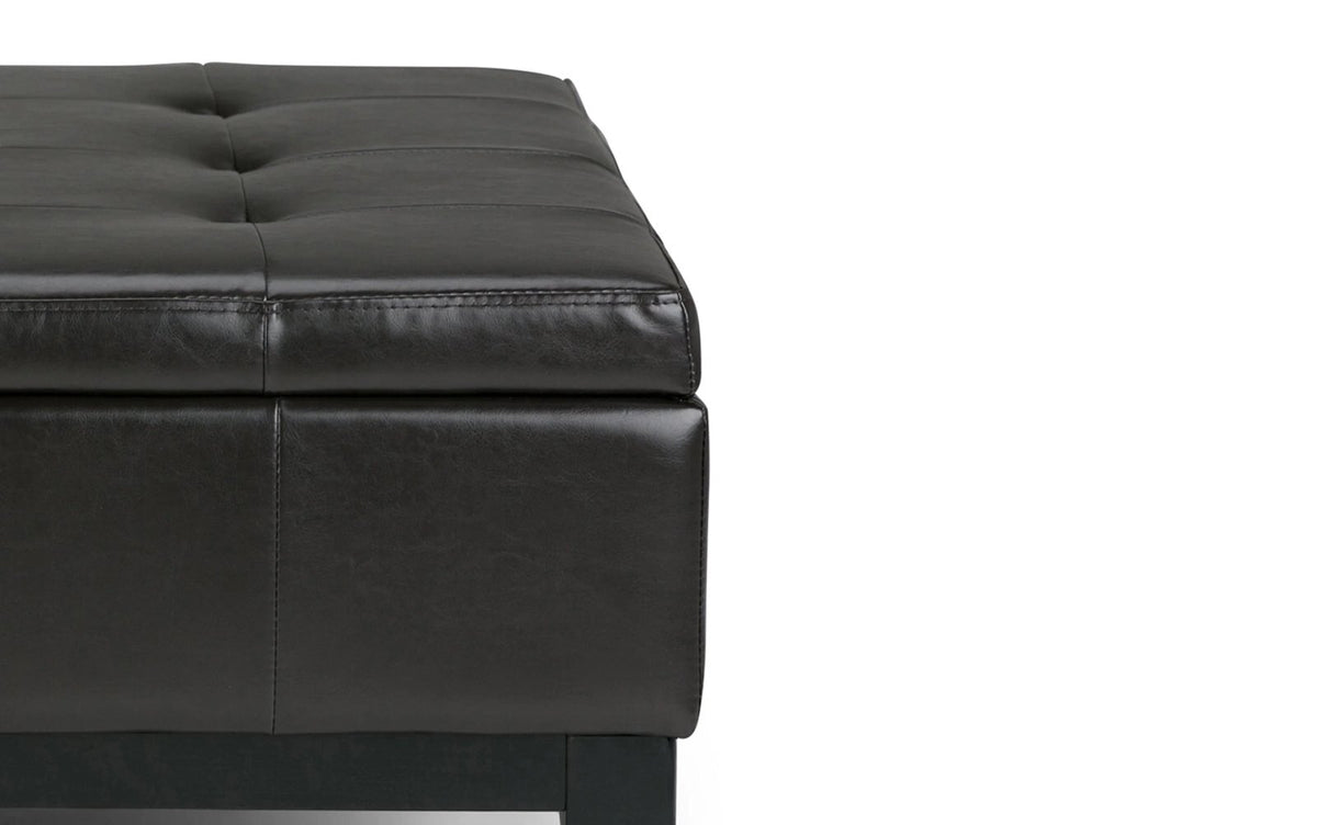 Simpli Home Dover 36" Square Split-Top Storage Ottoman Coffee Table – Brown NEW
