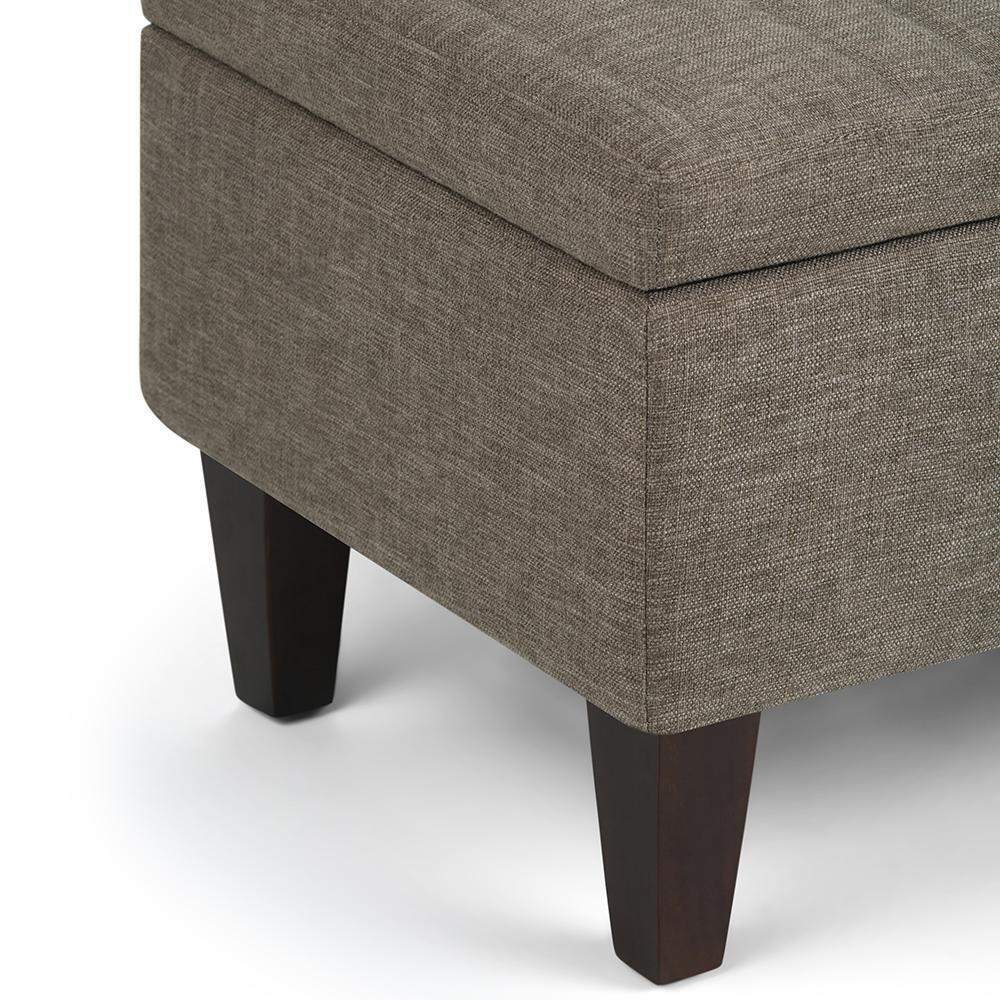 Simpli Home Monroe 48" Storage Ottoman Bench – Cloud Grey Linen Fabric (NEW)