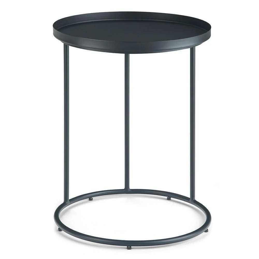 Simpli Home Monet 18" Round Metal C-Table Accent Side Table – Black NIB (NEW)