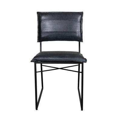 2 x 17 Stories Side Chair, Genuine Leather in Brown
