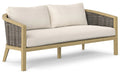 Simpli Home Parkside 70" Solid Acacia Wood Outdoor Patio Sofa – NIB (NEW)