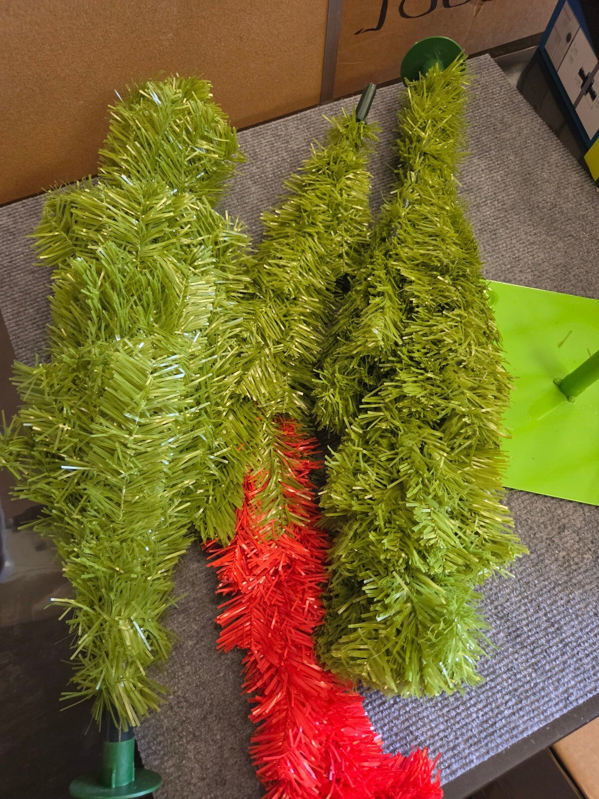4 Ft Whimsical Bent Top Christmas Tree – Grinch Style Lime Green & Red (NEW)