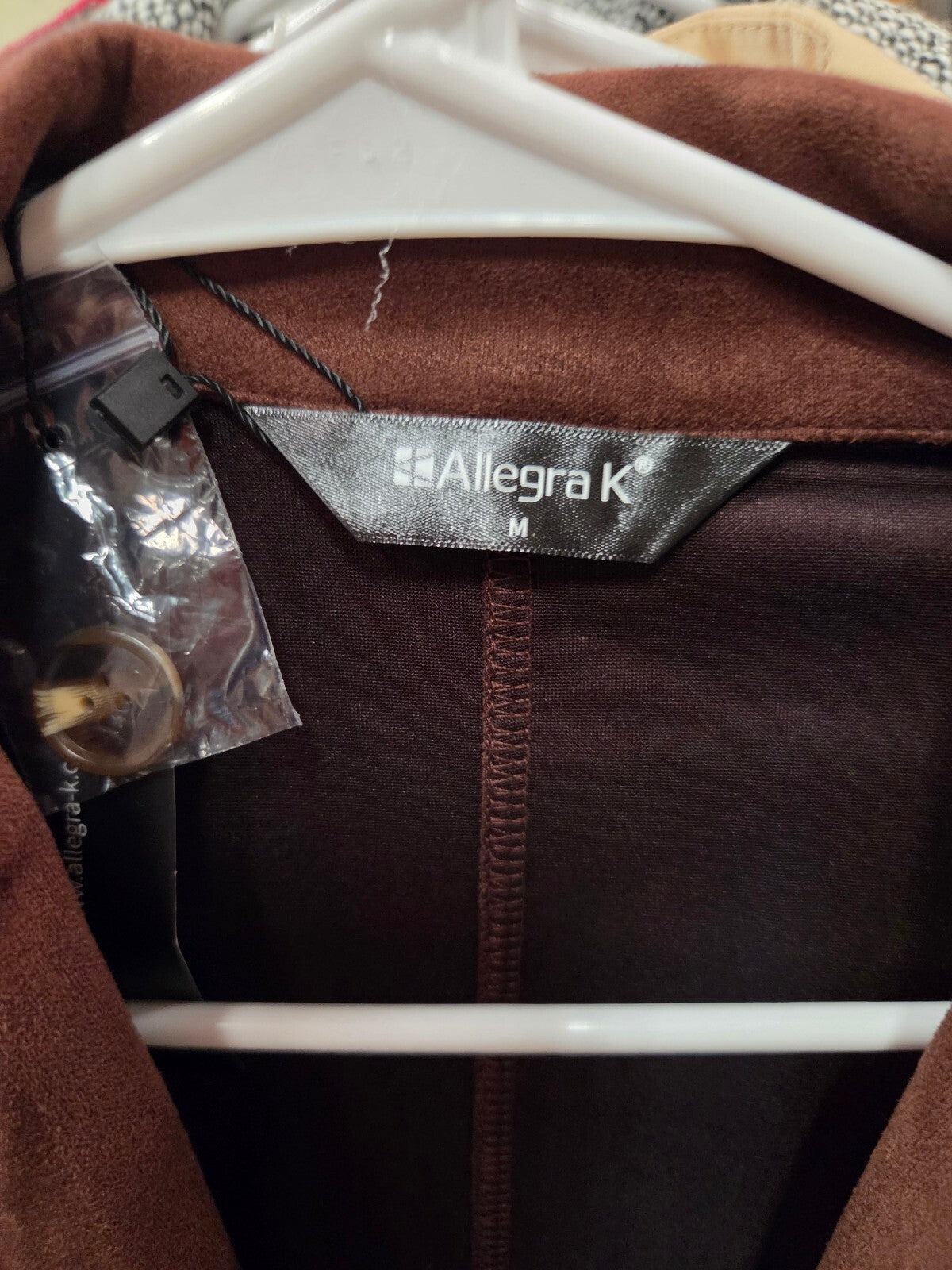 Allegra K Women's Faux Suede One-Button Suit Blazer Jacket (Rich Brown / Medium)