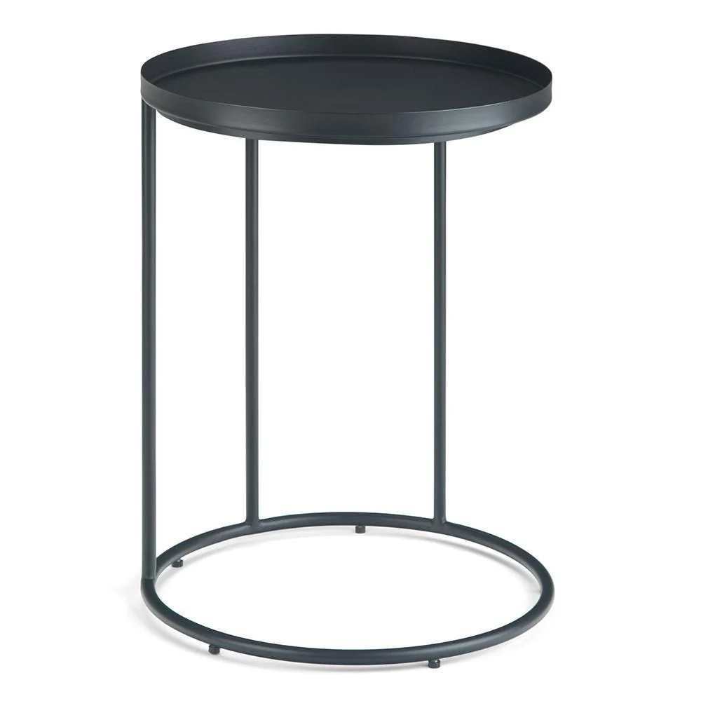 Simpli Home Monet 18" Round Metal C-Table Accent Side Table – Black NIB (NEW)