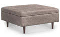 Simpli Home 38" Mid-Century Square Storage Ottoman Coffee Table – Taupe (NEW)