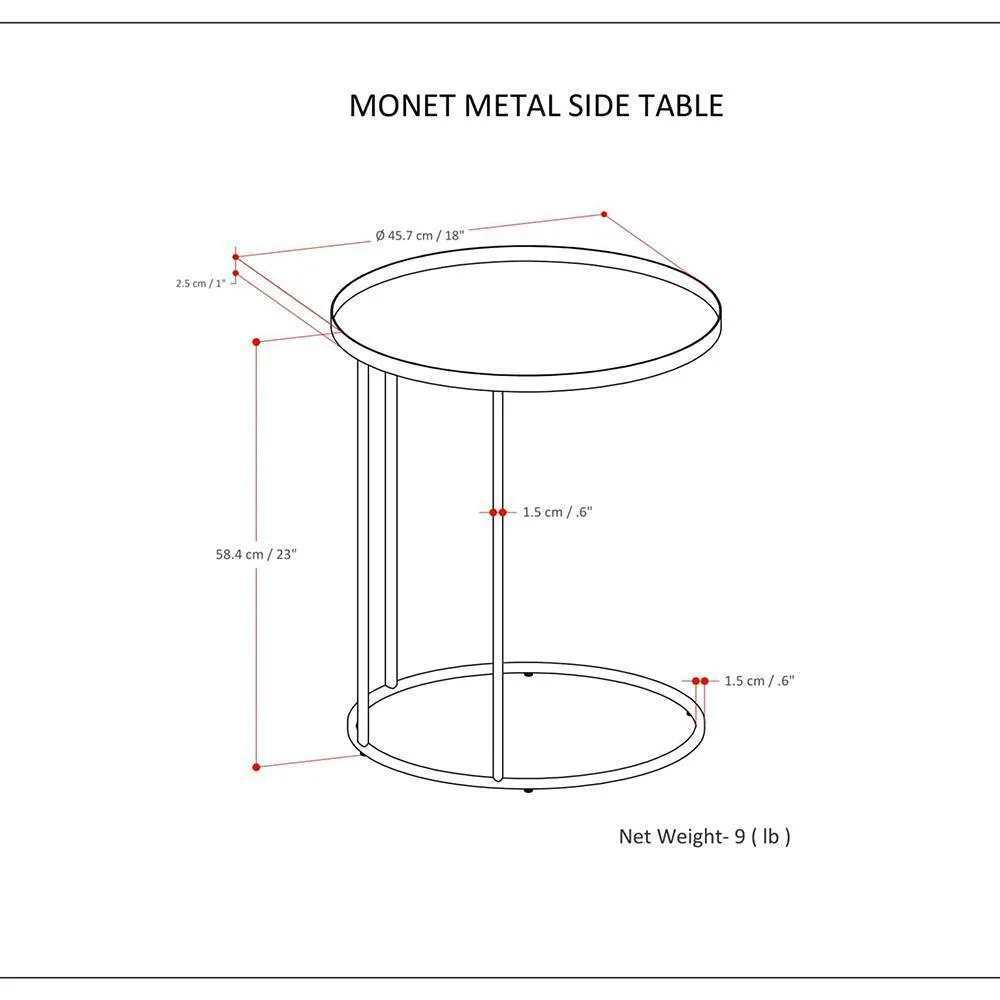 Simpli Home Monet 18" Round Metal C-Table Accent Side Table – Black NIB (NEW)