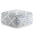 Simpli Home Cowan 20" Low Square Braided Woven Pouf Ottoman – Denim Blue NEW