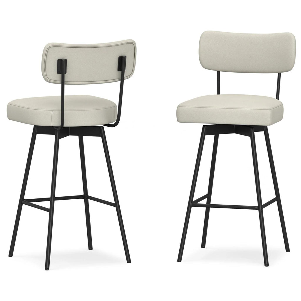Simpli Home Giselle 29" Swivel Bar Stool Set of 2 – Light Grey/Black (NEW)