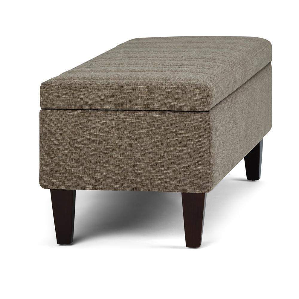 Simpli Home Monroe 48" Storage Ottoman Bench – Cloud Grey Linen Fabric (NEW)