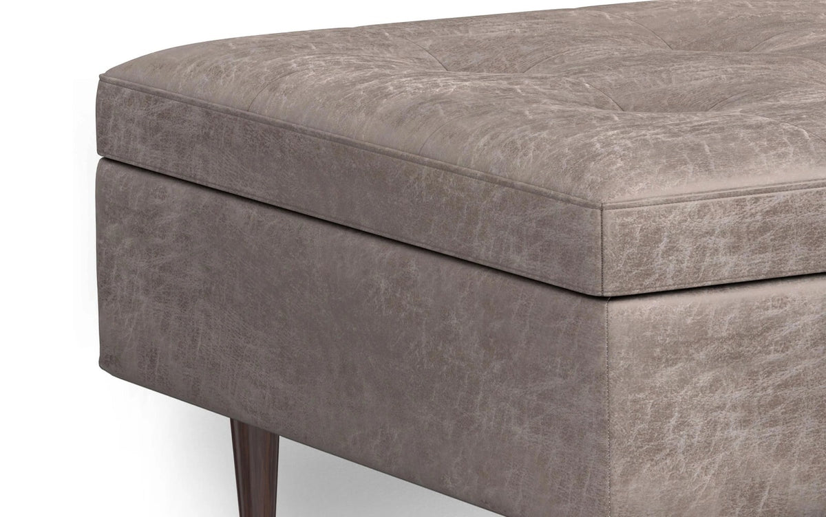 Simpli Home 38" Mid-Century Square Storage Ottoman Coffee Table – Taupe (NEW)