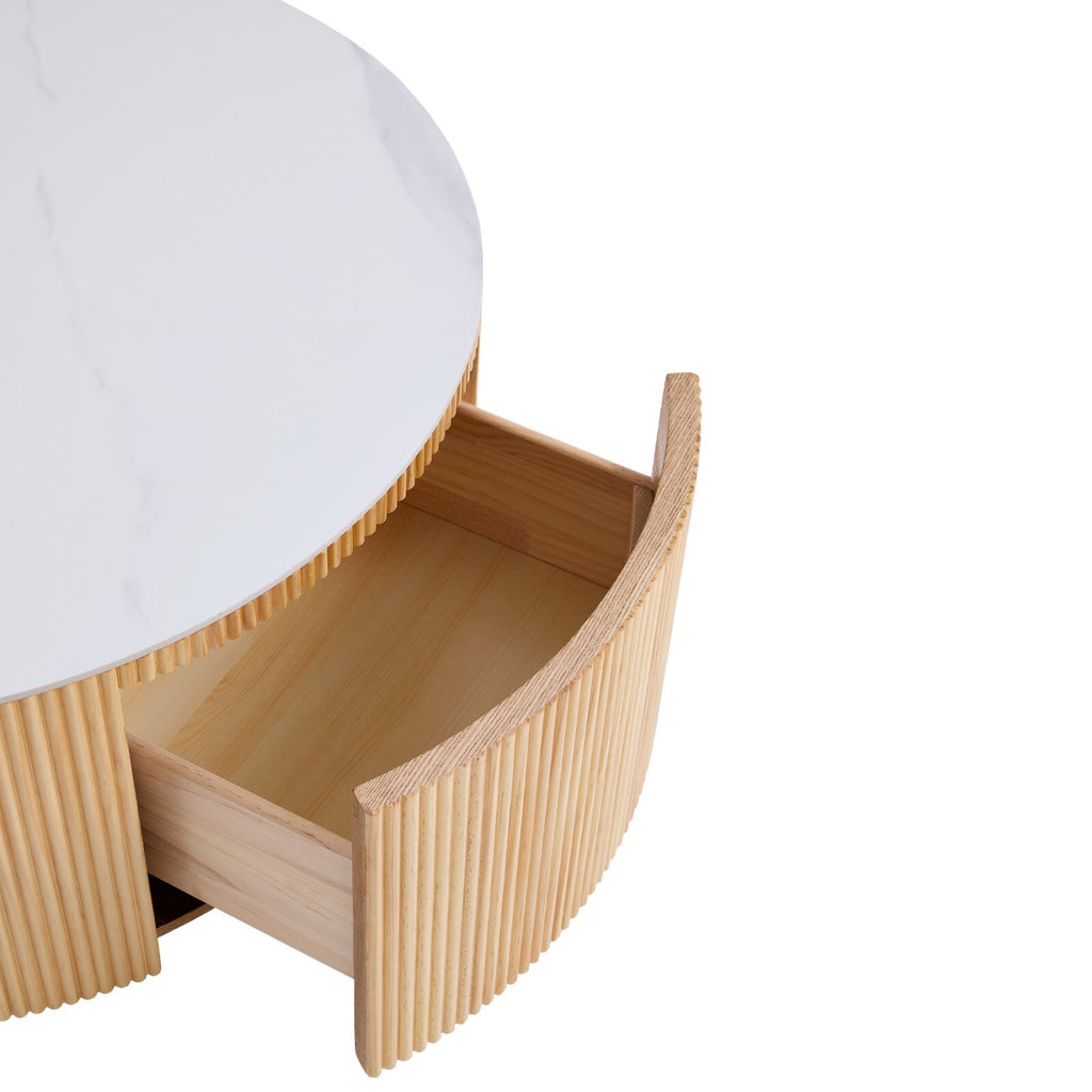 Scandi Round Sintered Stone Coffee Table, BRAND NEW!