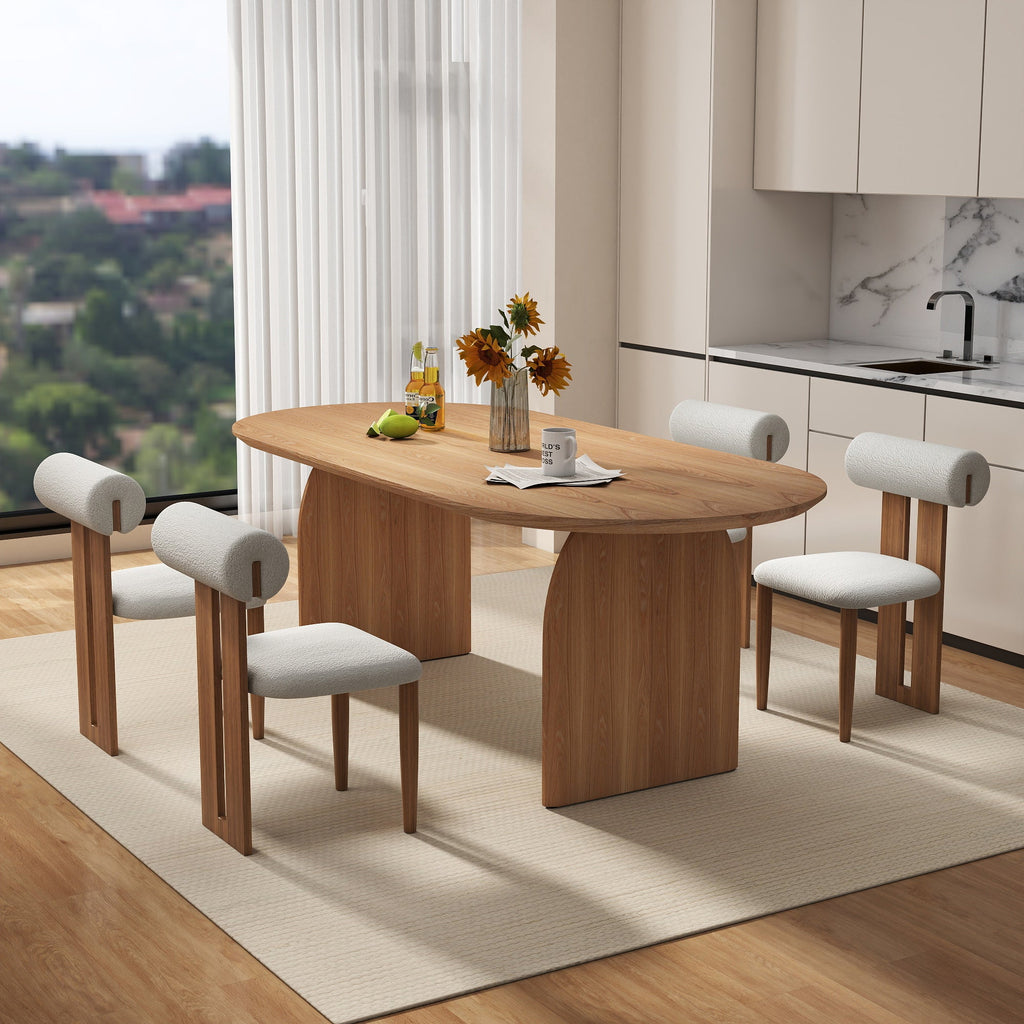 Curved Leg Oval Dining Table, Solid Wood, Brand NEW! - PDX Furnish
