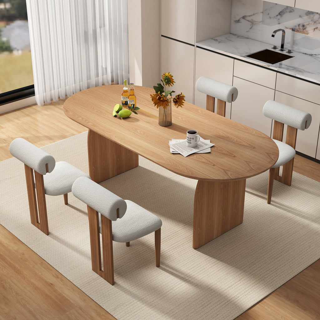 Curved Leg Oval Dining Table, Solid Wood, Brand NEW! - PDX Furnish