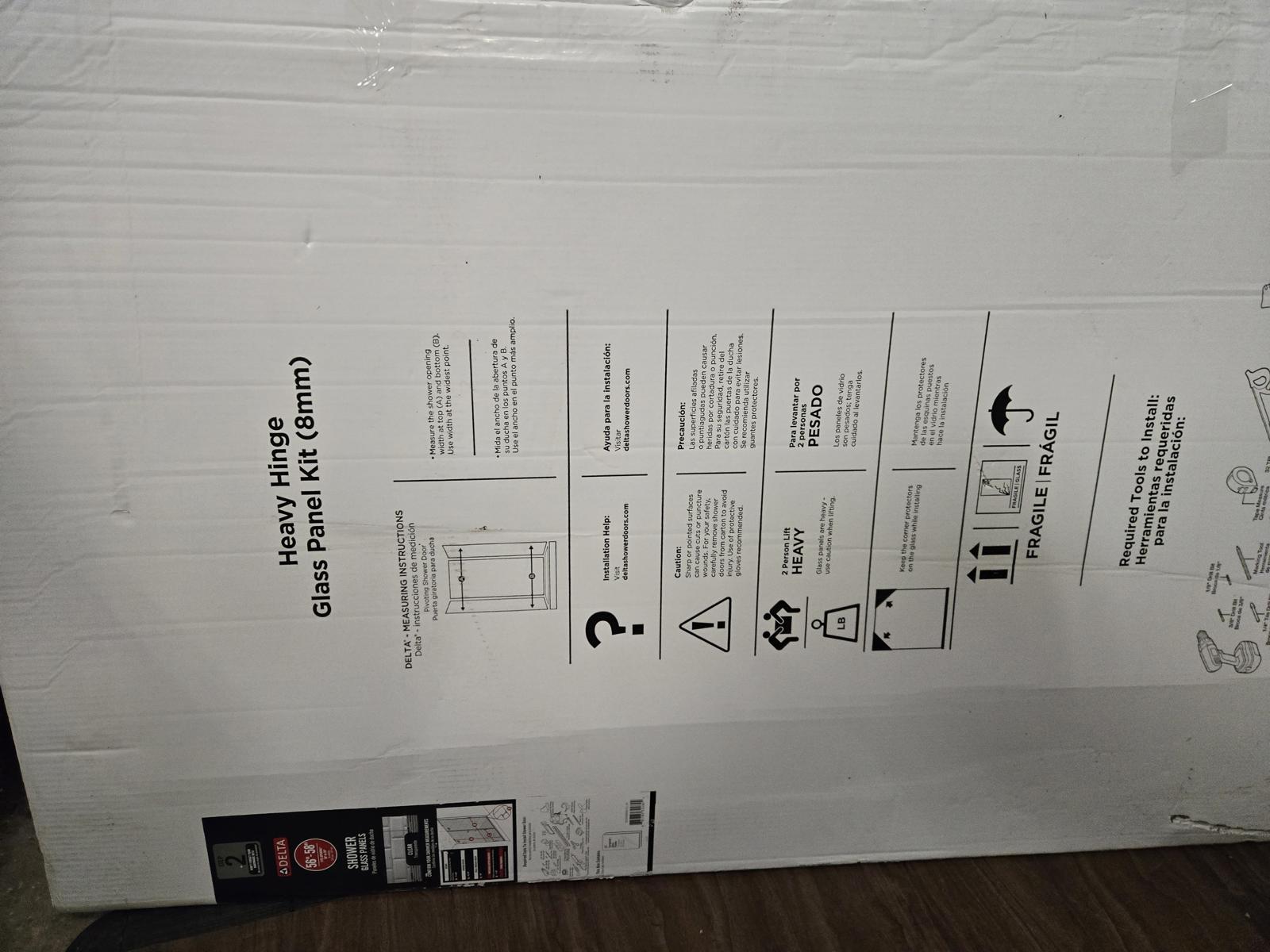 Delta Heavy Hinge Door, Brand New, 56 - 58" Opening, Glass only - PDX Furnish
