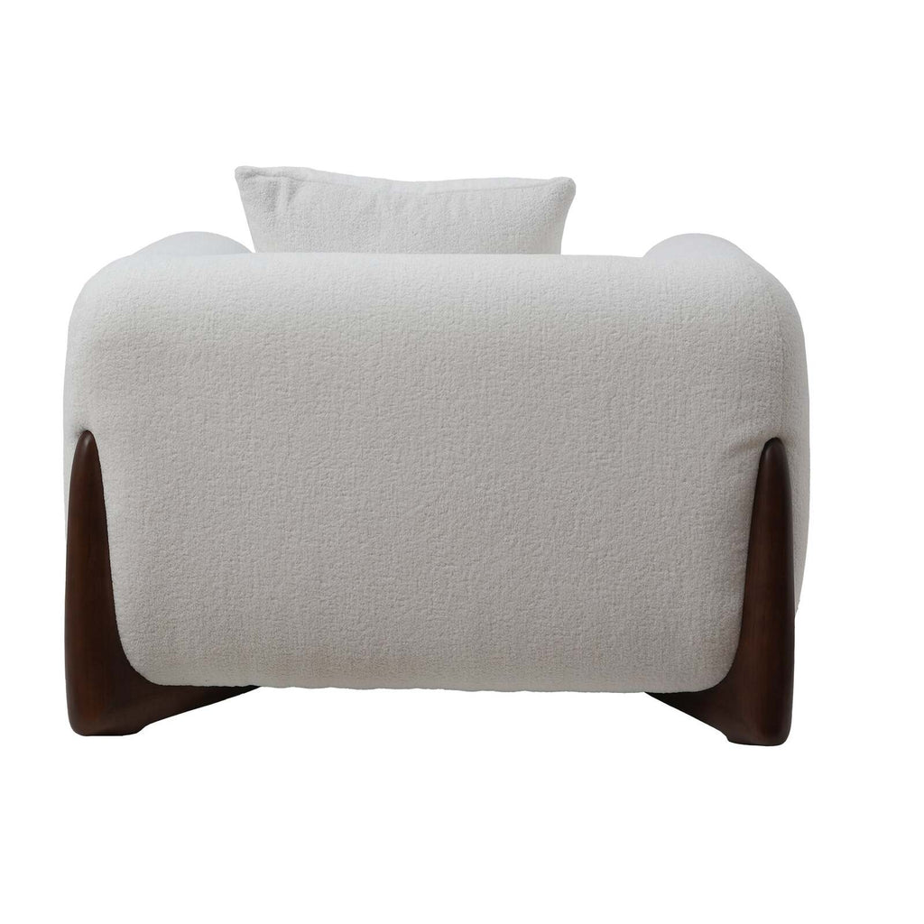 Artistic Sherpa Couch Chair with Solid Wood Legs, Single Seat