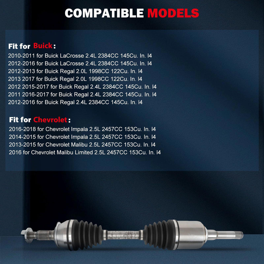 Front Left CV Axle Shaft Assembly For Buick 2010-2017 For Chevrolet 2013-2018, 66-1541
