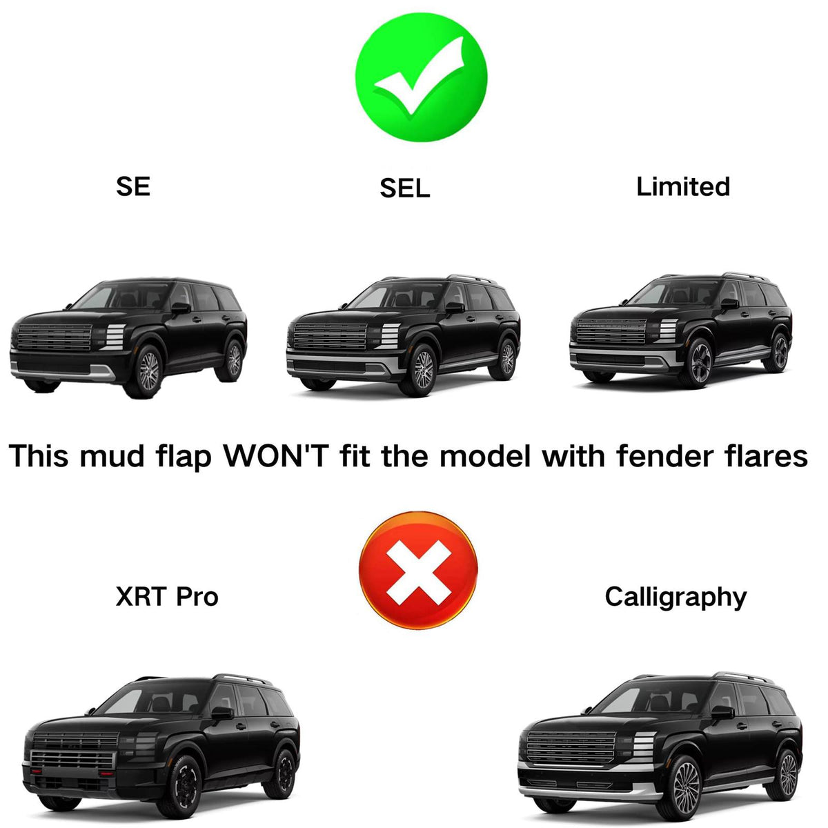 Mud Flaps Compatible with 2026 Hyundai Palisade