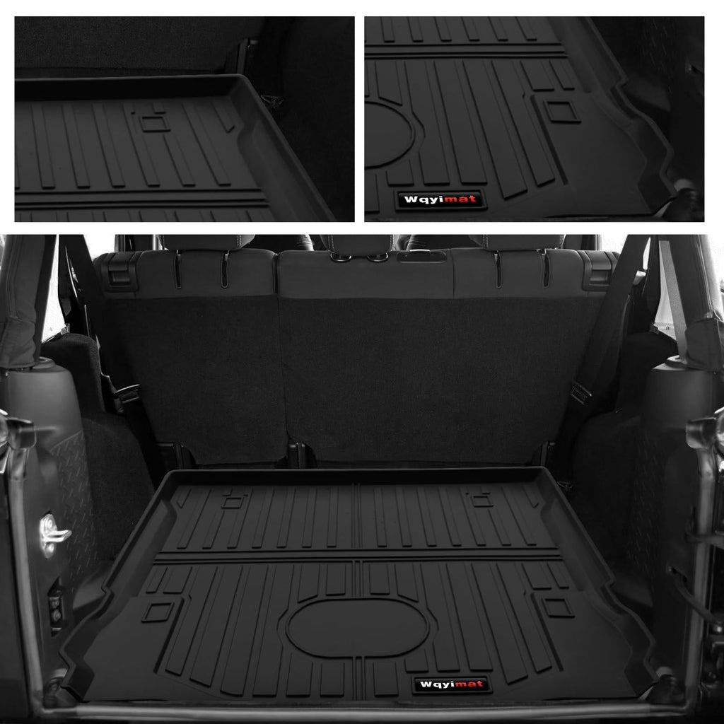 Floor Mats and Trunk Cargo Liner for 2007 - 2018 Jeep Wrangler JK 4 Door Black - PDX Furnish