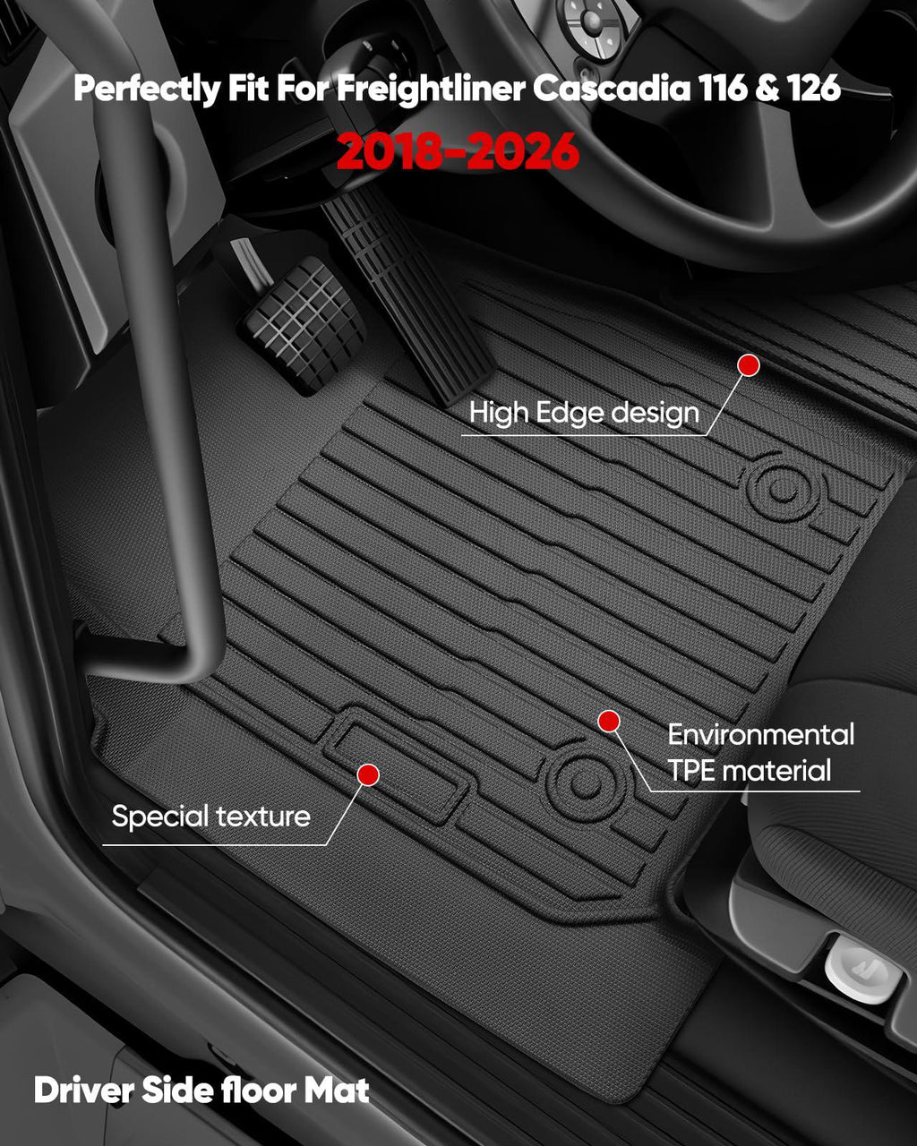 Floor Mats for Freightliner Cascadia 2018 - 2026 - PDX Furnish