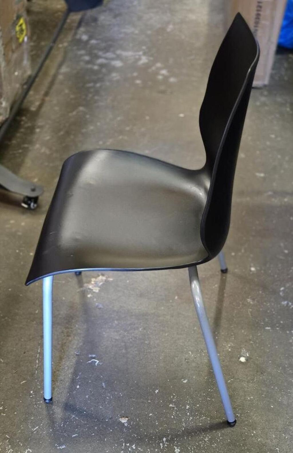 HERCULES Series Black Stack Chair with Lumbar Support and Silver Frame - PDX Furnish
