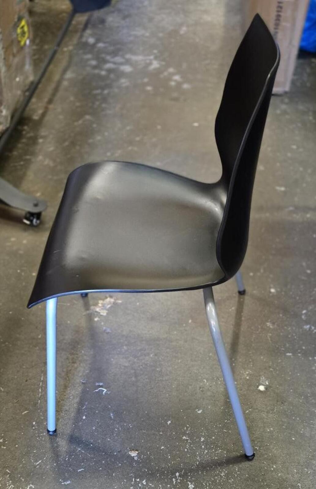 HERCULES Series Black Stack Chair with Lumbar Support and Silver Frame - PDX Furnish