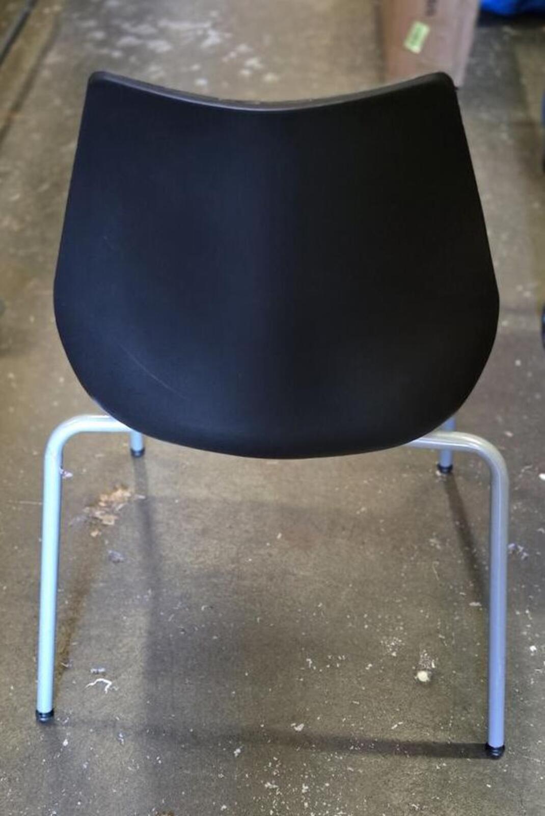 HERCULES Series Black Stack Chair with Lumbar Support and Silver Frame - PDX Furnish