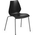 HERCULES Series Black Stack Chair with Lumbar Support and Silver Frame - PDX Furnish