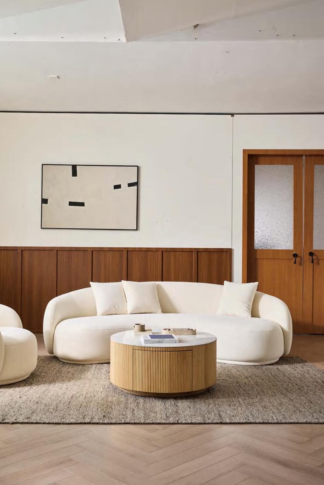 Luxury Crescent Sofa, White - PDX Furnish
