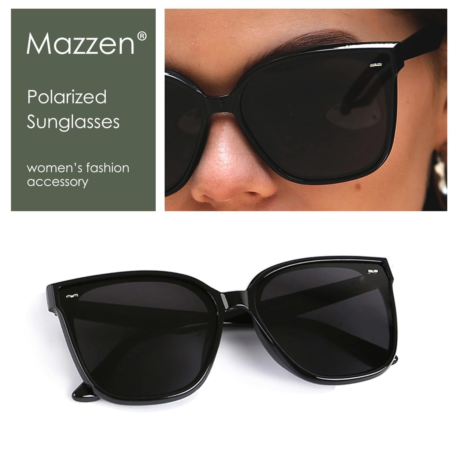 Mazzen Polarized Sunglasses, Black Grey Lenses with Black Frame - PDX Furnish