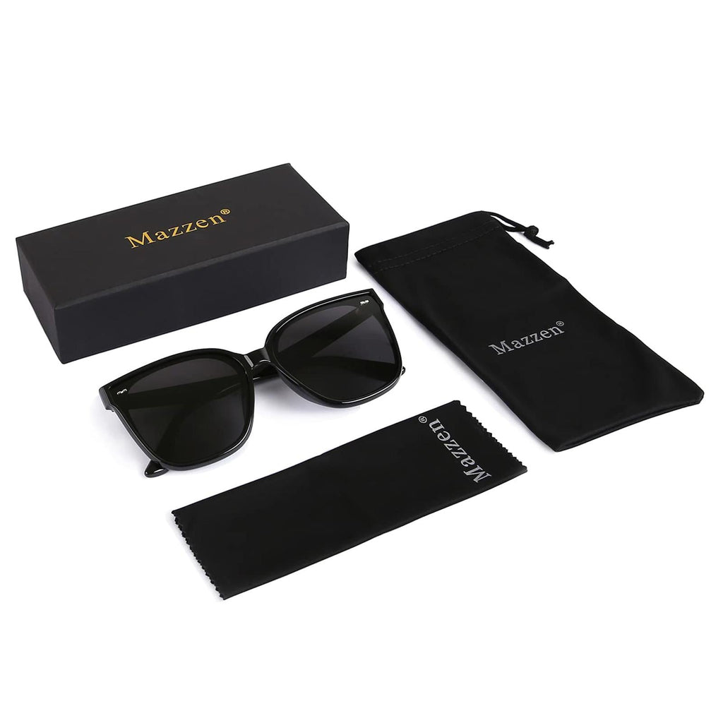 Mazzen Polarized Sunglasses, Black Grey Lenses with Black Frame - PDX Furnish