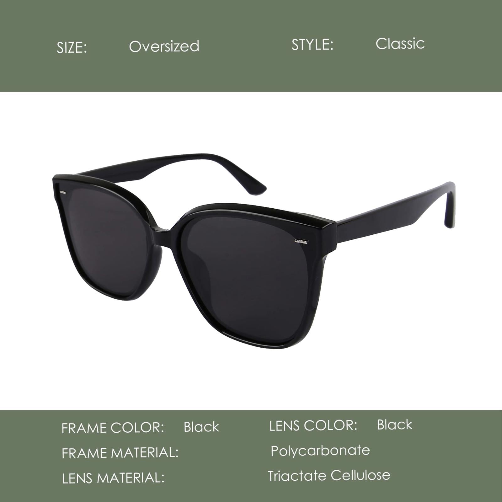 Mazzen Polarized Sunglasses, Black Grey Lenses with Black Frame - PDX Furnish