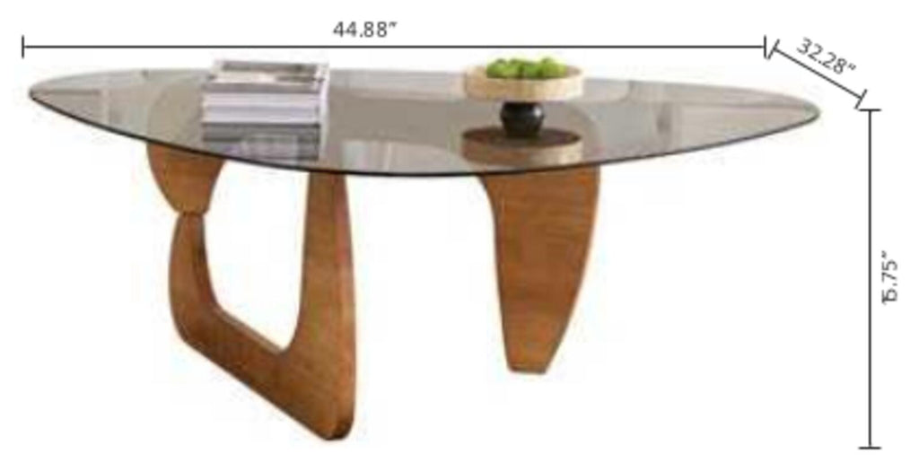 Modern Glass Top Coffee Table with Wooden Base, Brand New! - PDX Furnish