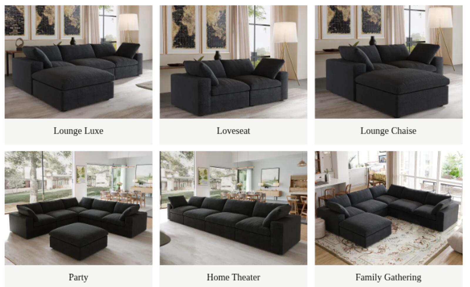 Modern Sectional Sofa with Ottoman, 3 seat + ottoman, Grey/White/Black/Khaki - PDX Furnish