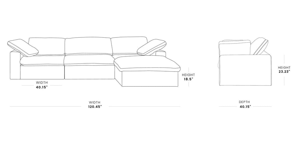 Modern Sectional Sofa with Ottoman, 3 seat + ottoman, Grey/White/Black/Khaki - PDX Furnish