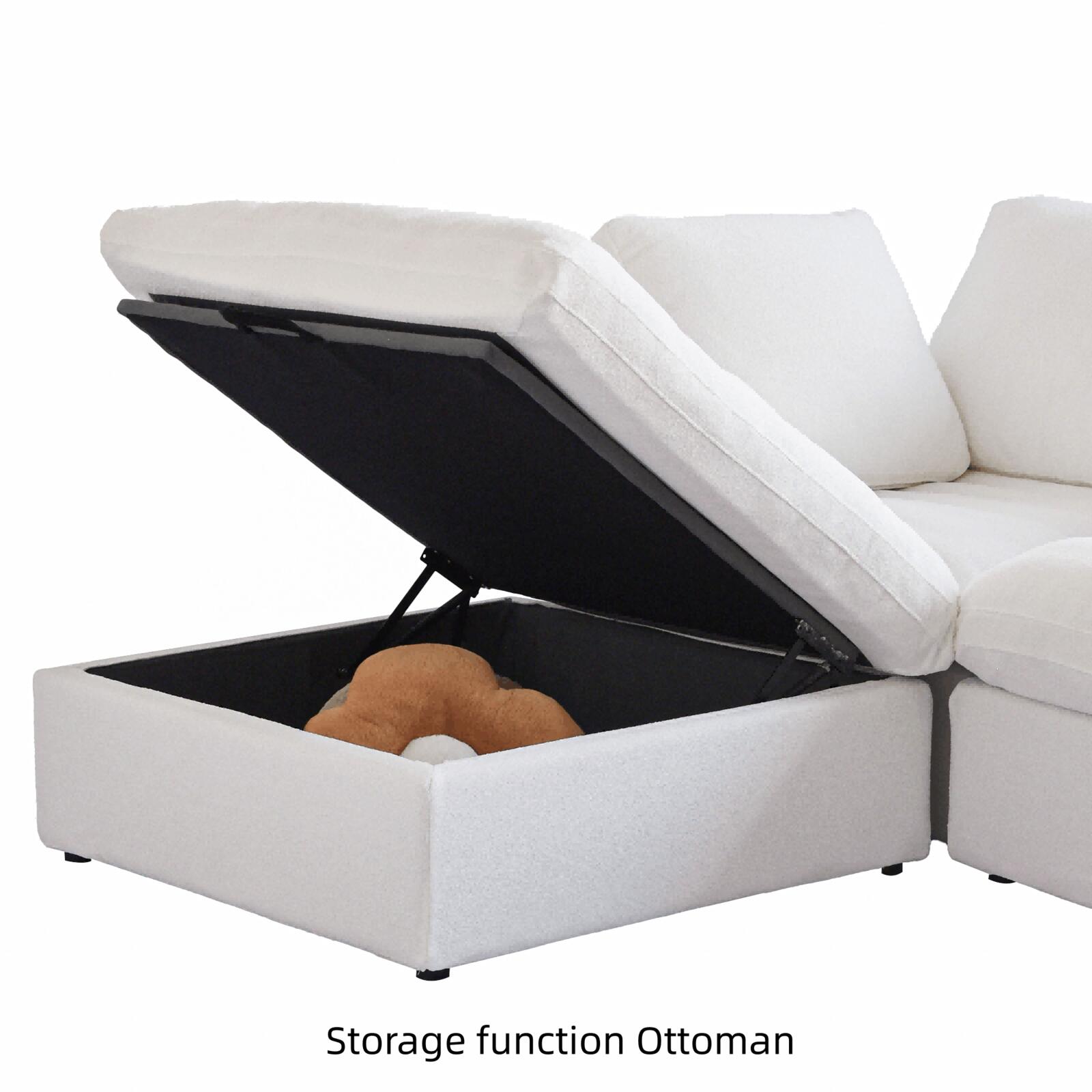 Modern Sectional Sofa with Ottoman, 3 seat + ottoman, Grey/White/Black/Khaki - PDX Furnish