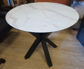 Faux marble glass table w/metal base, 35.5" diameter