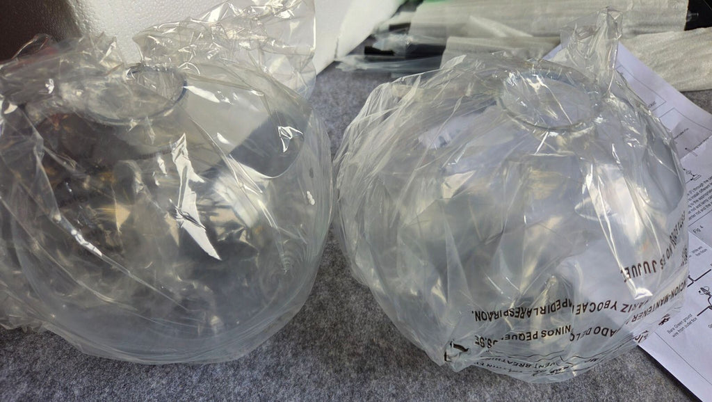 2-Pack Modern Glass Globe Pendant Light Fixtures (Matte Black & Gold / Clear Glass)