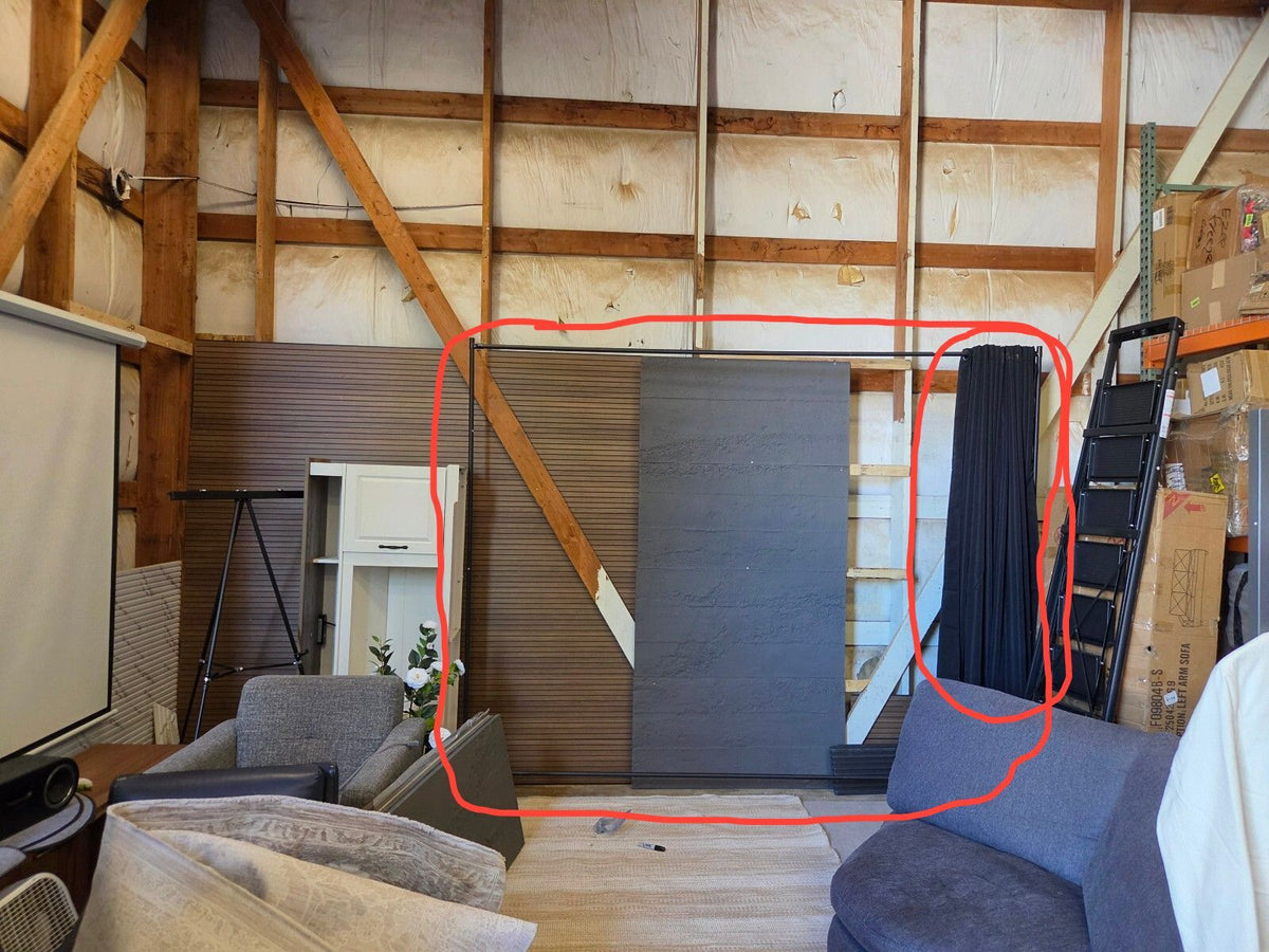 Backdrop Frame, Black Curtain, 10' wide, 8' tall