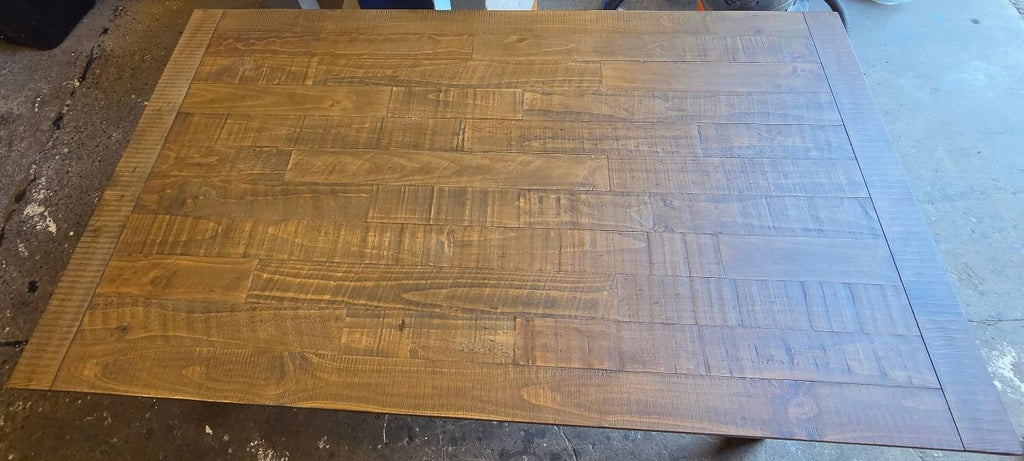 Rustic Farmhouse Dining Table / Desk with Distressed Plank Top & Tapered Legs