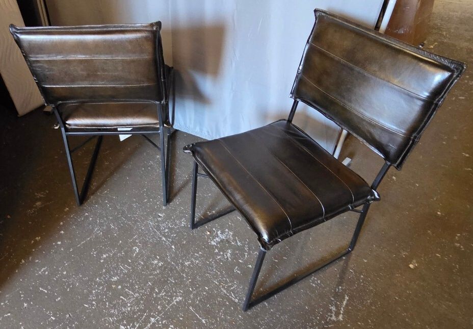 2 x 17 Stories Side Chair, Genuine Leather in Brown